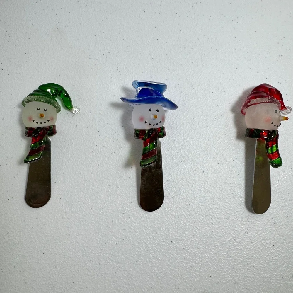Set of 3 Snowman Cheese Spreaders Festive Holiday Kitchenware‎ Christmas 2003